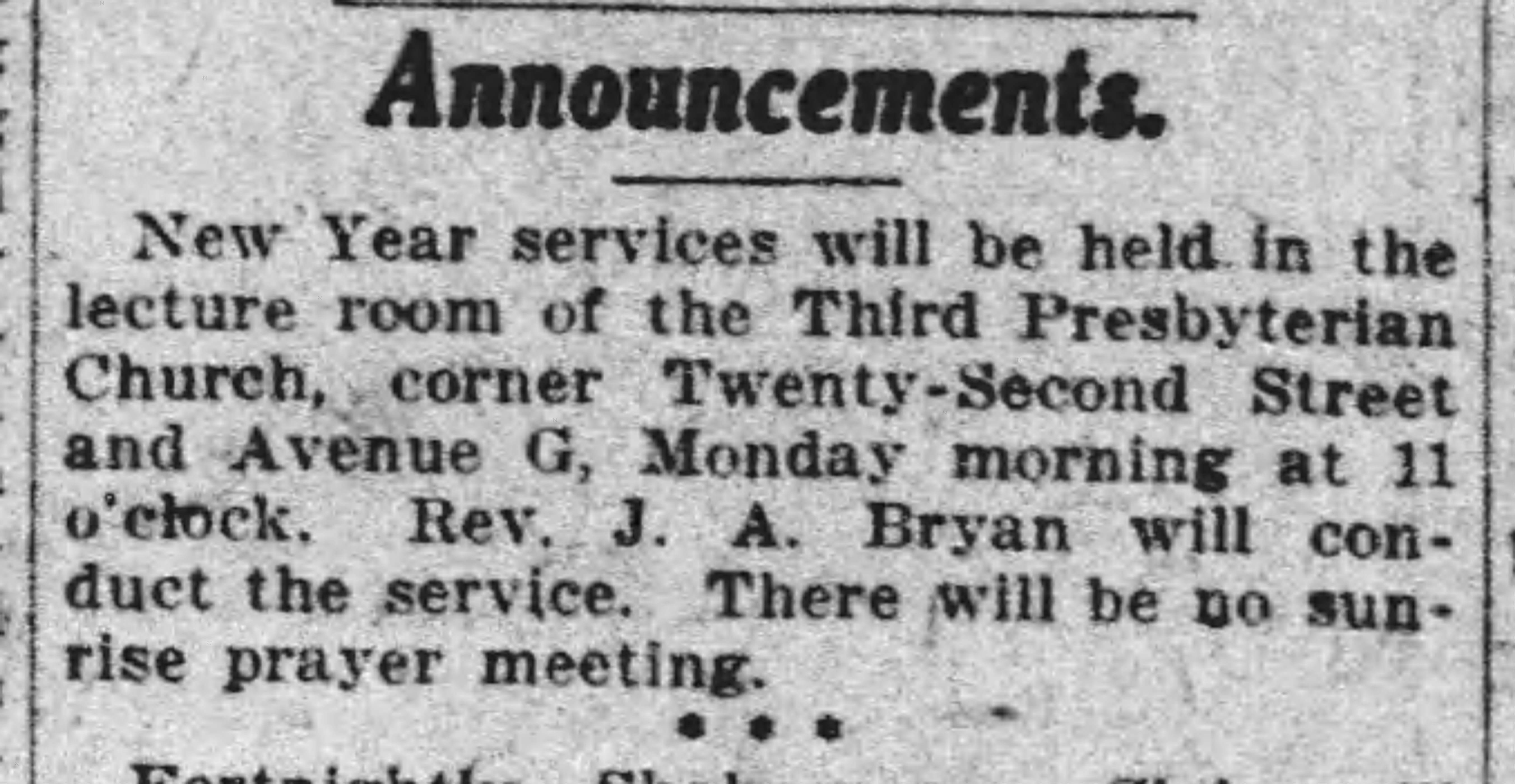 New Year Services